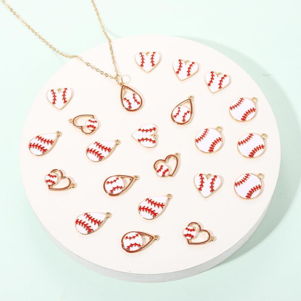 9443 20PCS Sports Charms Enamel Basketball Baseball Pendant Charms - Picture 3 of 6